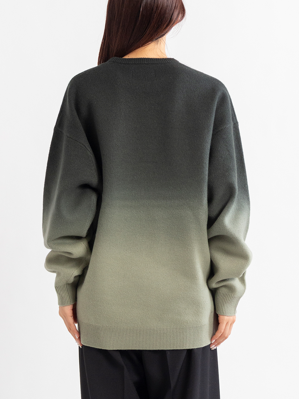 Gradient Dyed Wool Crew Neck Knit-グラディエントダイドウールクルー