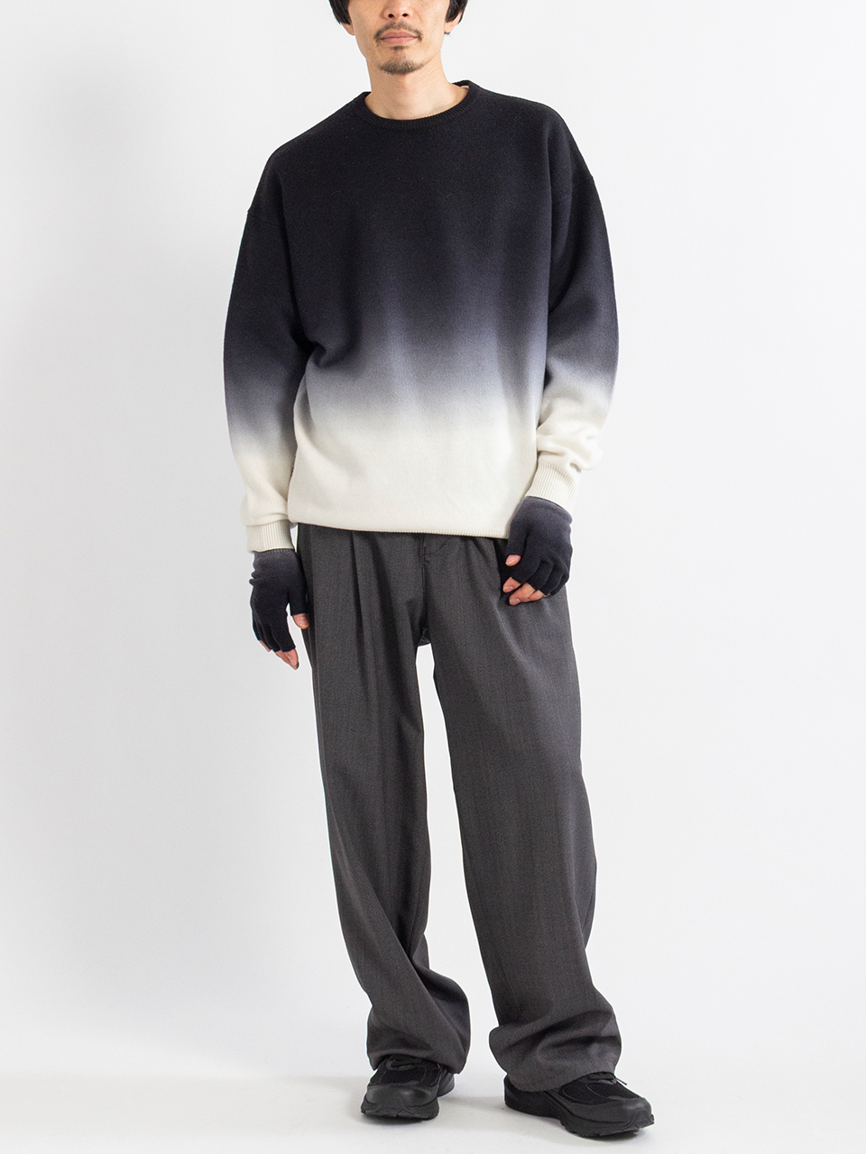 Gradient Dyed Wool Crew Neck Knit-グラディエントダイドウールクルー
