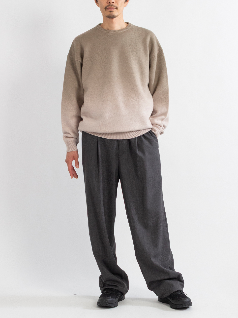 Gradient Dyed Wool Crew Neck Knit-グラディエントダイドウールクルー