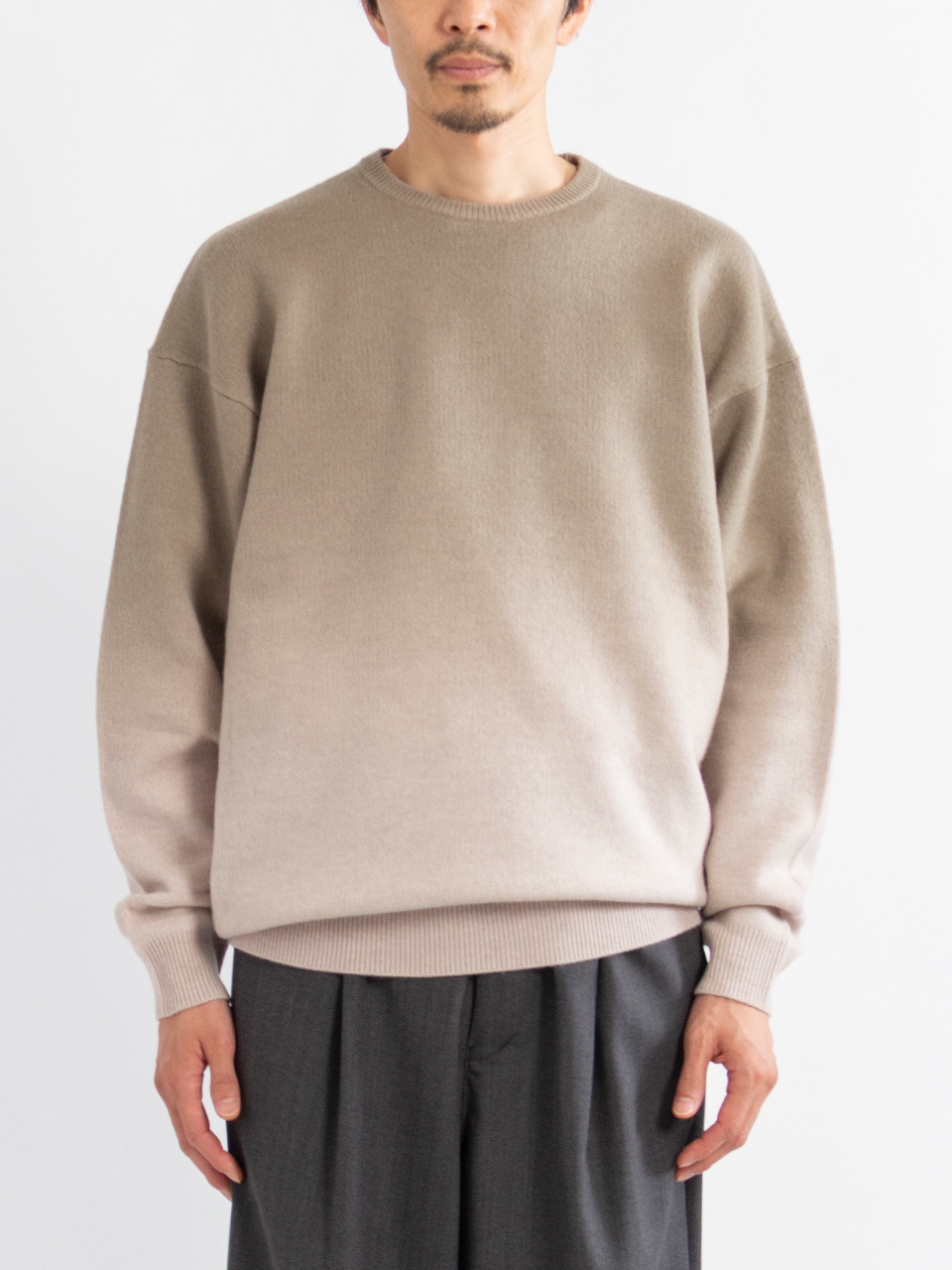Gradient Dyed Wool Crew Neck Knit-グラディエントダイドウールクルー