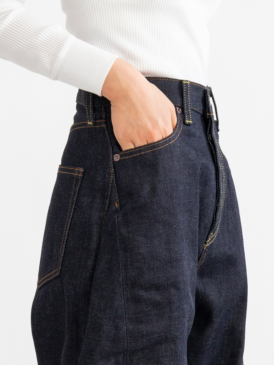 DENIM BARREL LEG JEANS デニムバレルレッグジーンズ-HYKE