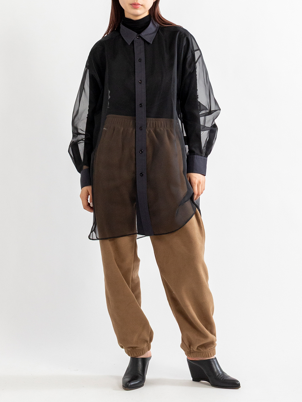 OXFORD SHIRT WITH SHEER DETAILING オックスフォードシャツ