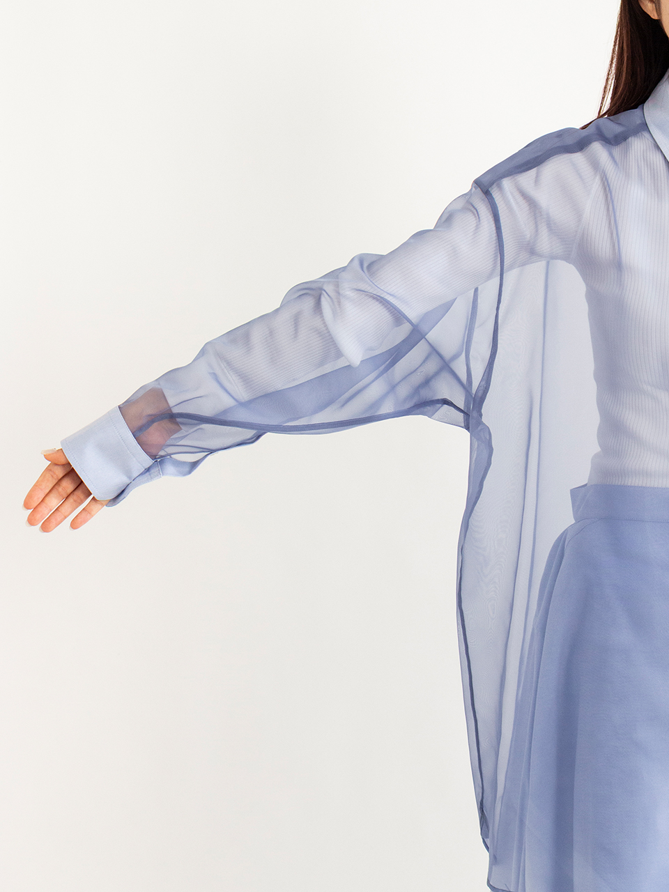 HYKE シアーシャツ OXFORD SHIRT WITH SHEER DETAILING オックスフォードシャツ