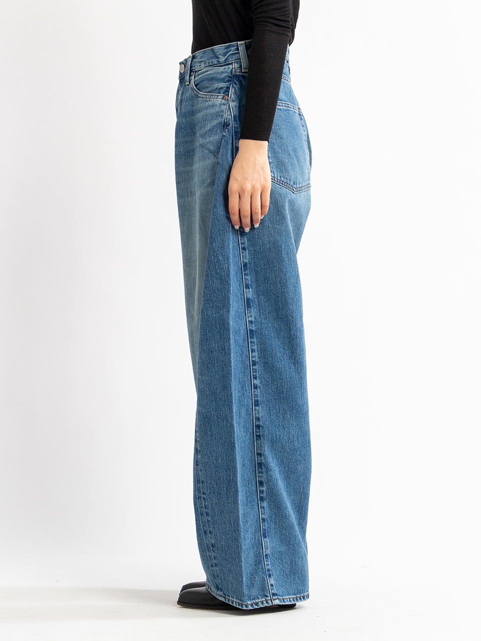 今季完売HYKE BARREL LEG JEANS バレルレッグデニム DENIM BARREL LEG JEANS デニムバレルレッグジーンズ-HYKE