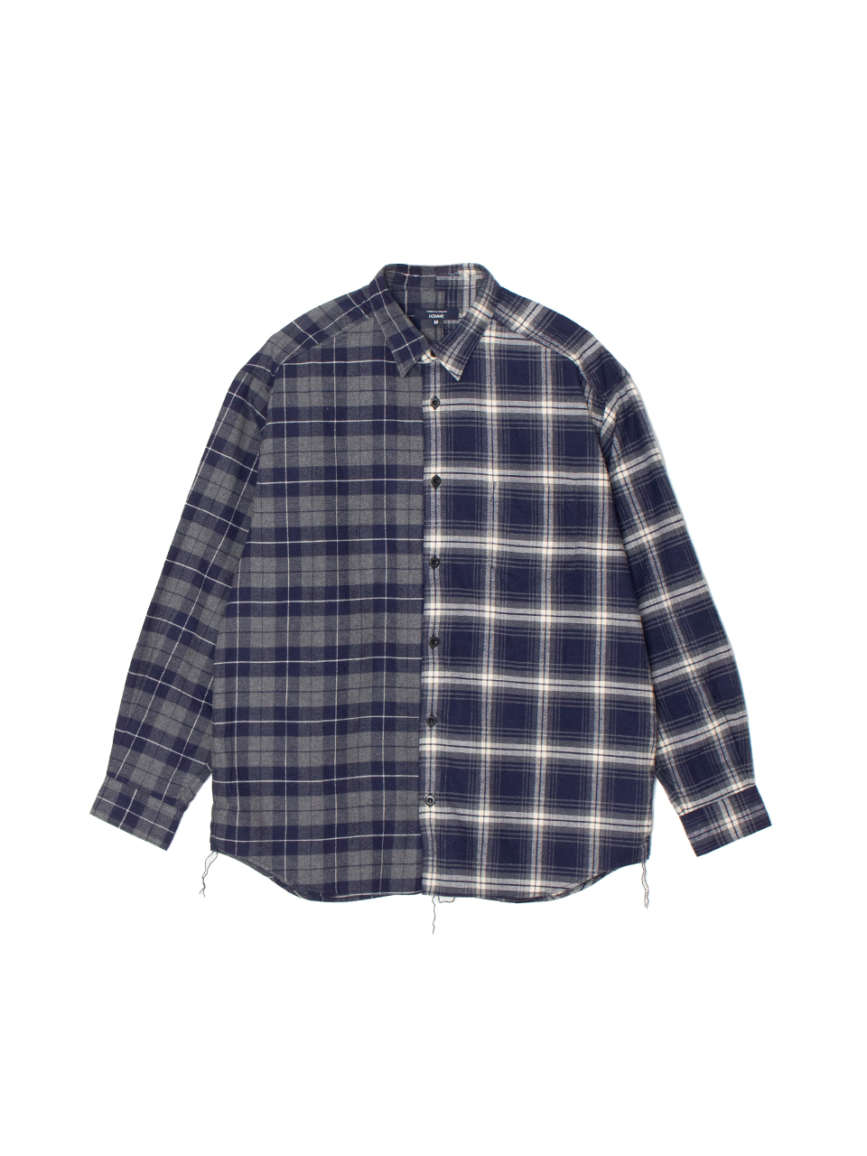 【希少】コムデギャルソンシャツ　異素材ドッキングブロックチェックシャツ　サテン 希少】コムデギャルソンシャツ 異素材ドッキングブロック