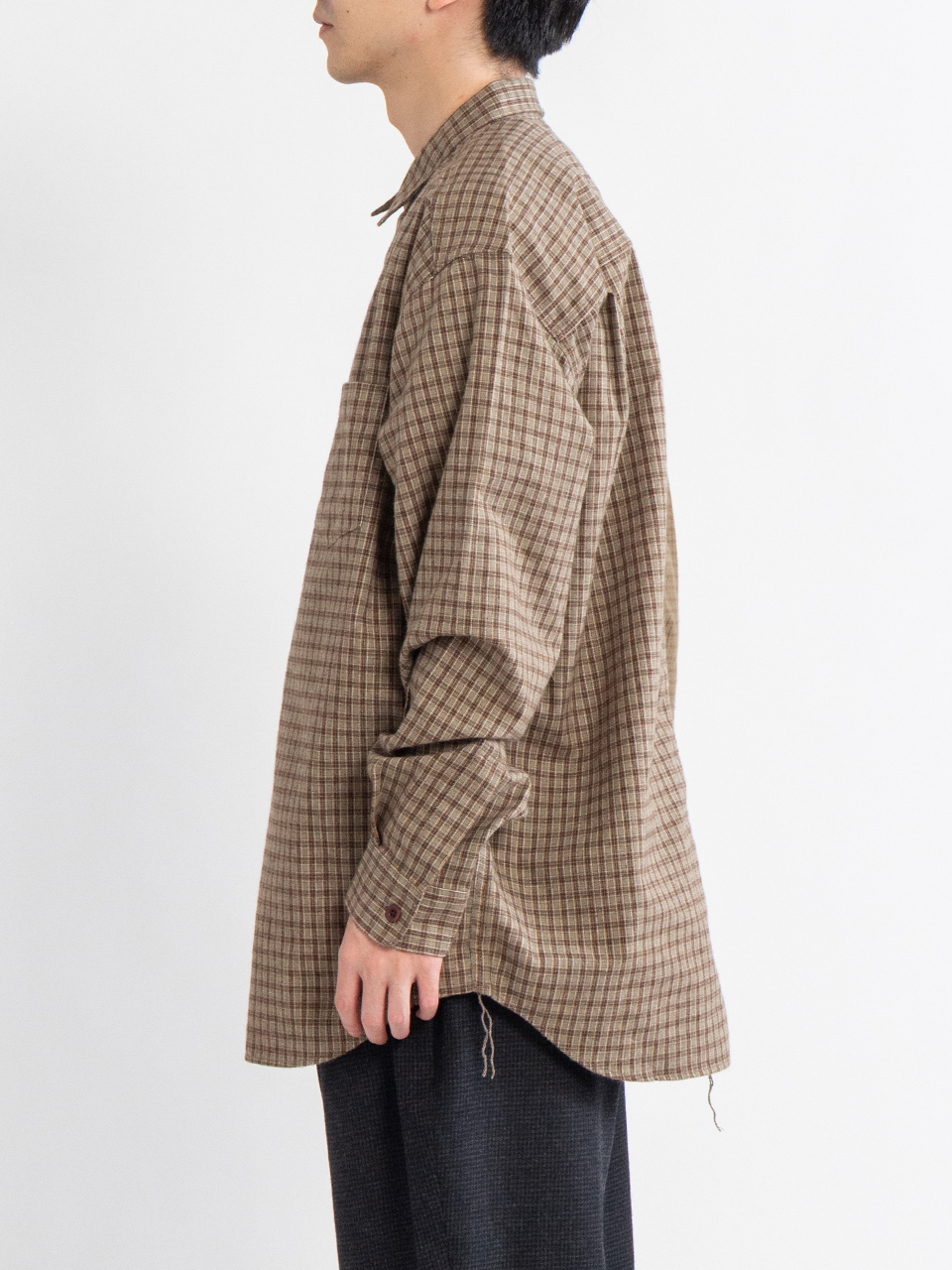 Cotton flannel check docking shirt-コットンフランネル