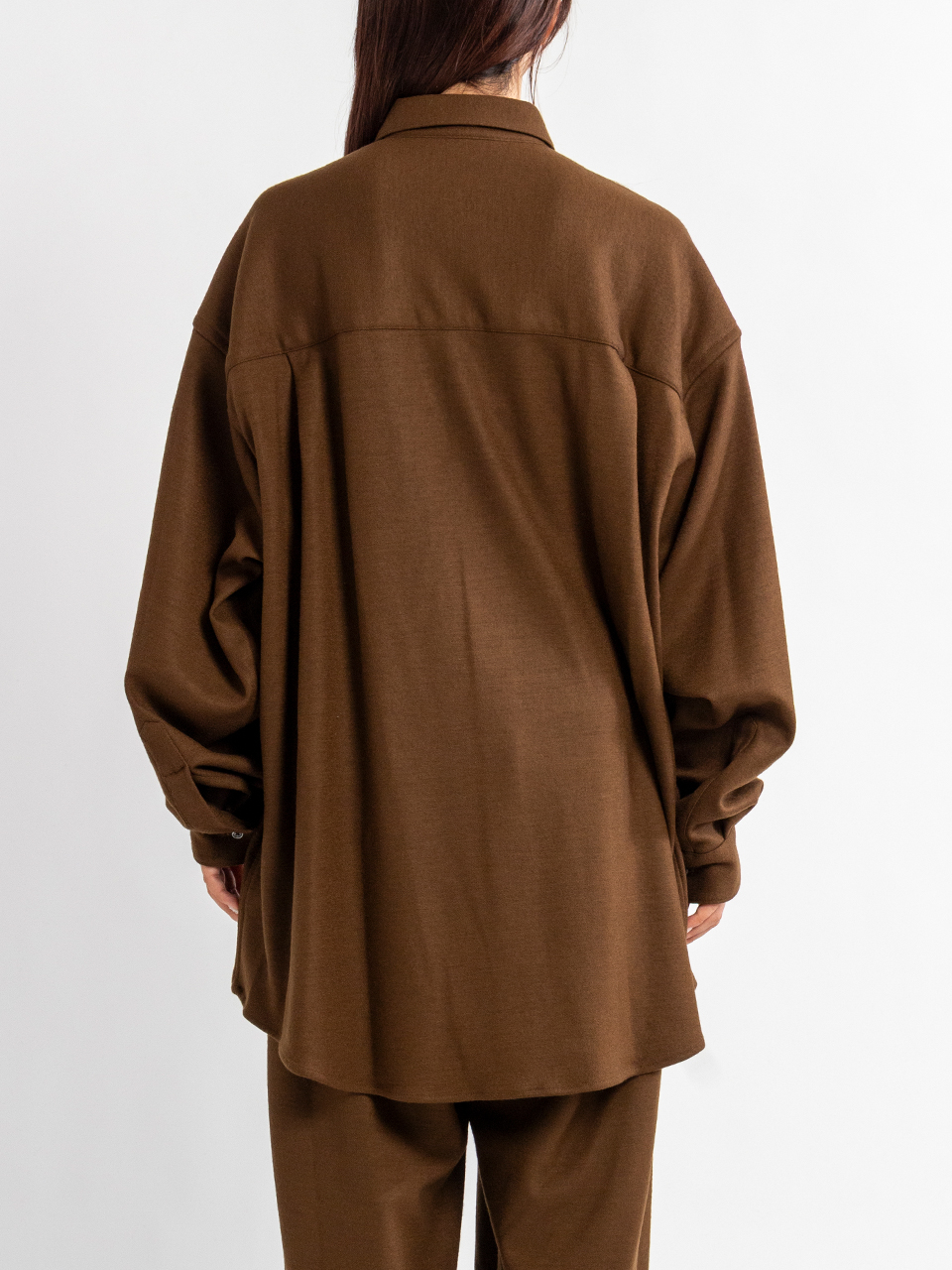 Wool Smooth Flannel Oversized Regular Collar Shirt-ウールスムース