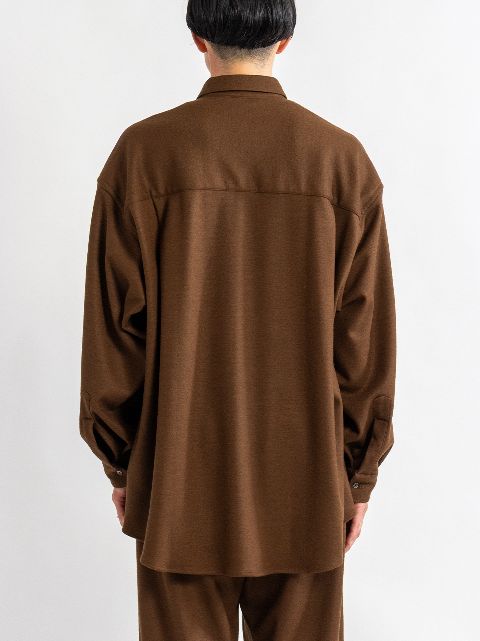 Wool Smooth Flannel Oversized Regular Collar Shirt-ウールスムース