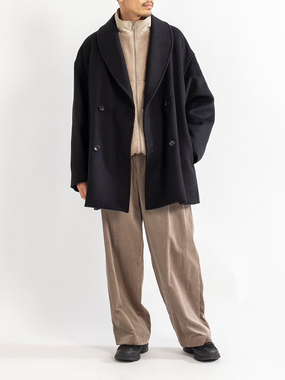 Light Melton Shawl Collar Coat-ライトメルトンショールカラー