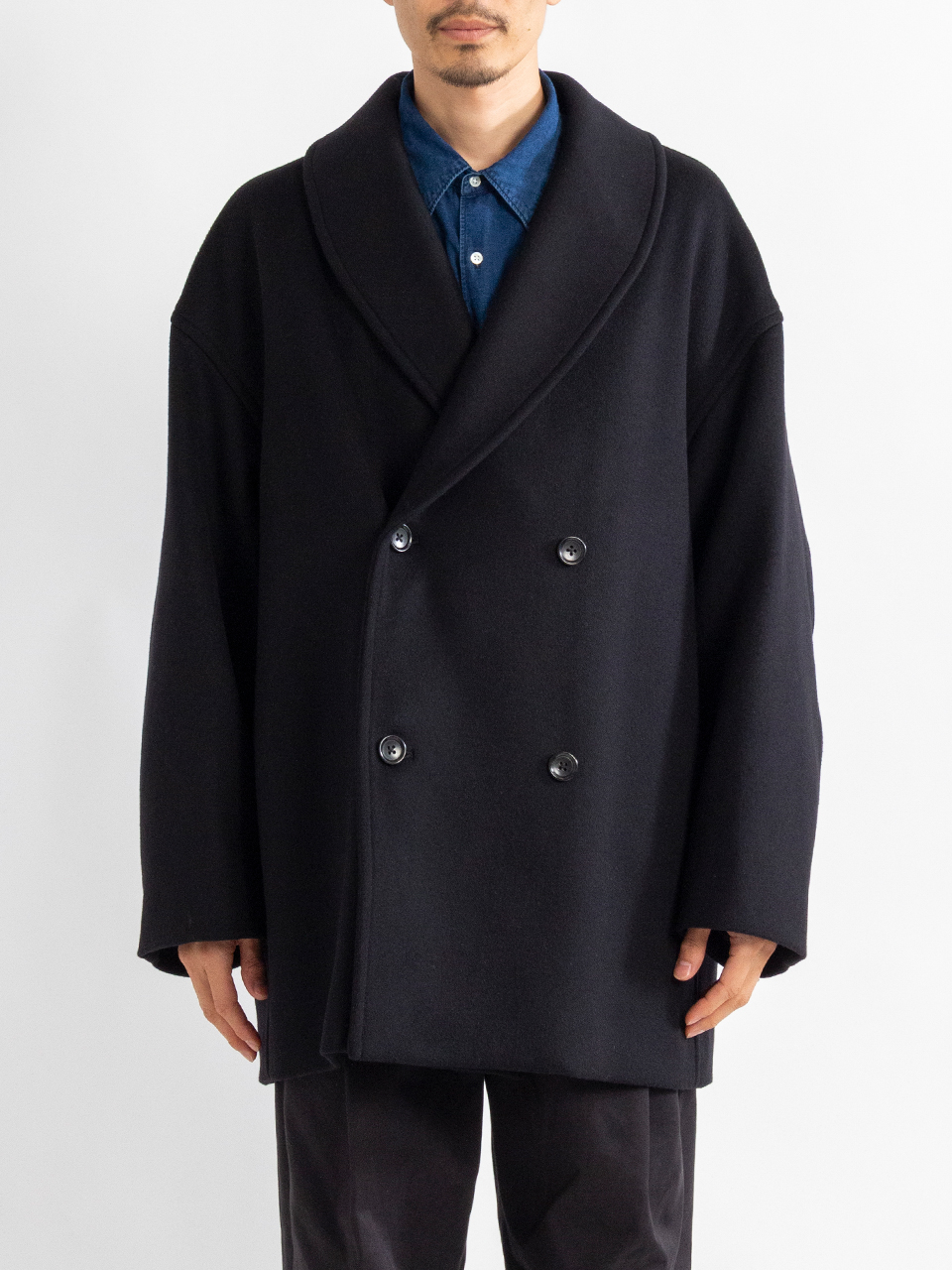 Light Melton Shawl Collar Coat-ライトメルトンショールカラー