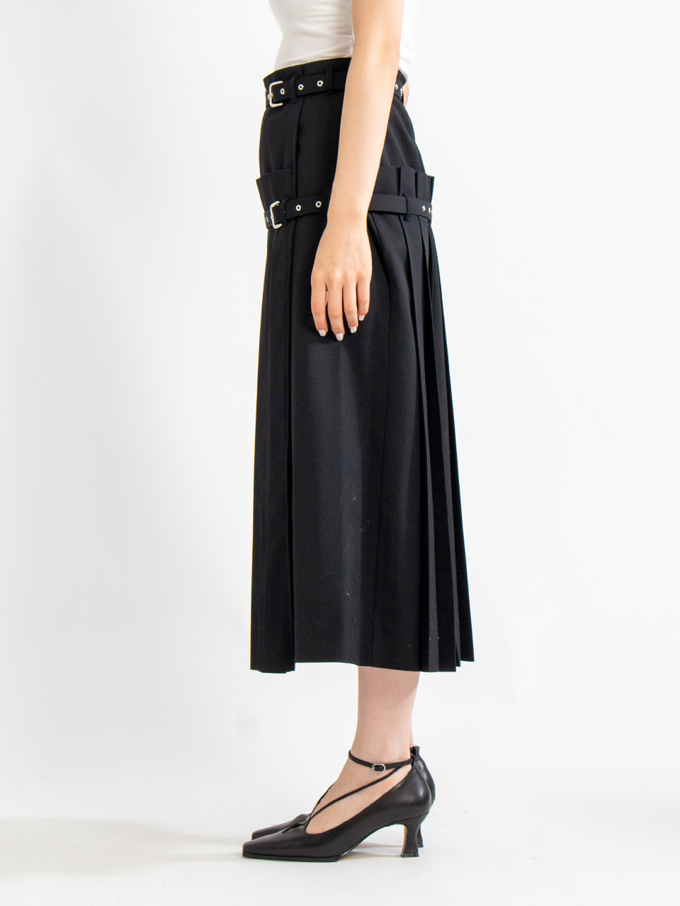 PLEARED WRAP MIDI SKIRT-プリーツラップミディスカート-FETICO