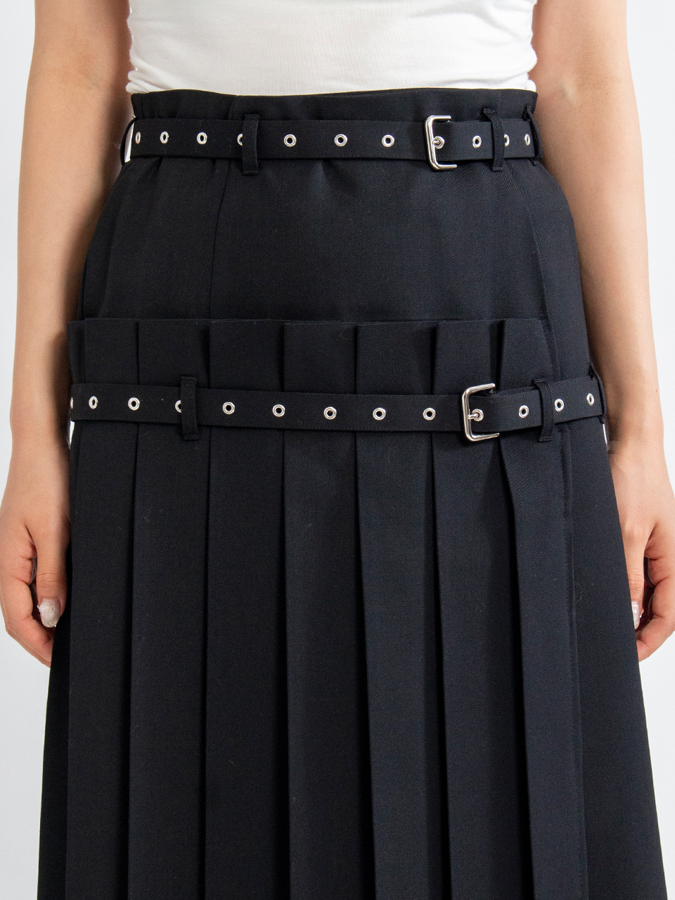 PLEARED WRAP MIDI SKIRT-プリーツラップミディスカート-FETICO