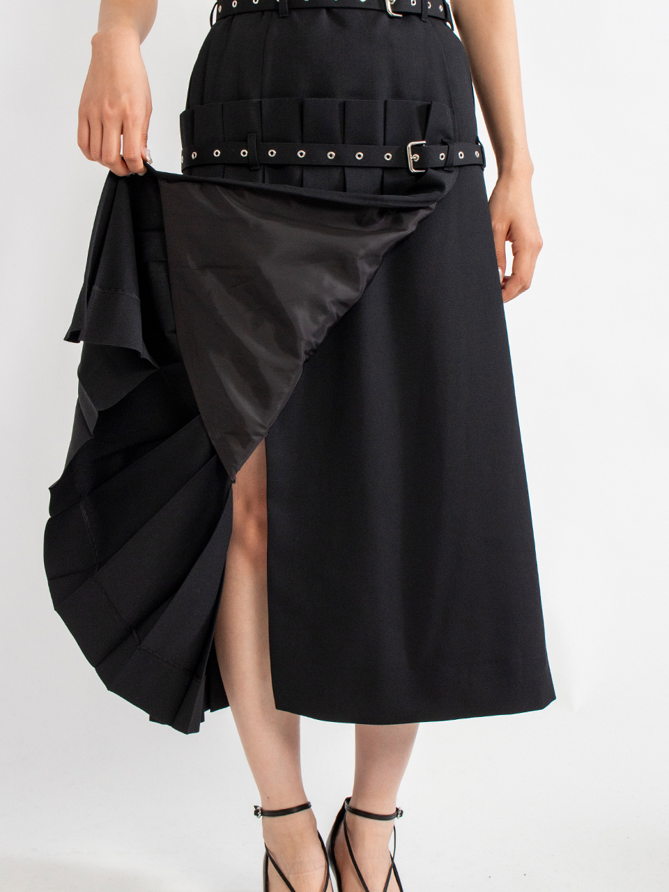 PLEARED WRAP MIDI SKIRT-プリーツラップミディスカート-FETICO