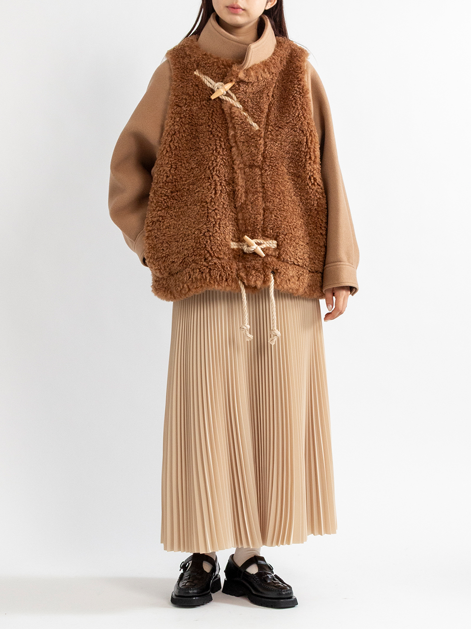 DOUBLE FACE FAUX SHEARLING DUFFEL JACKET-ダブルフェイスファー