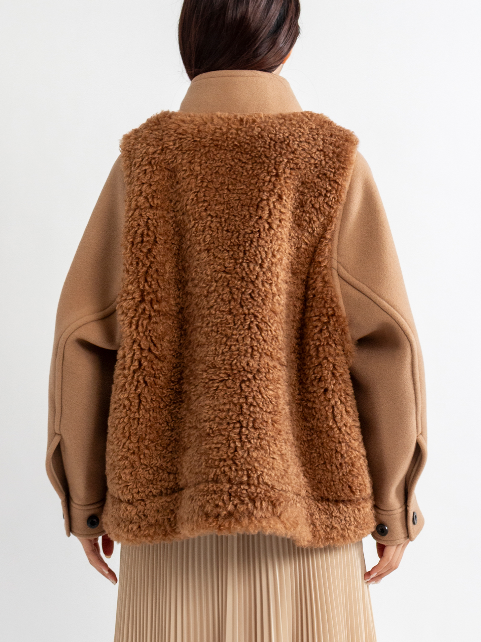 DOUBLE FACE FAUX SHEARLING DUFFEL JACKET-ダブルフェイスファー