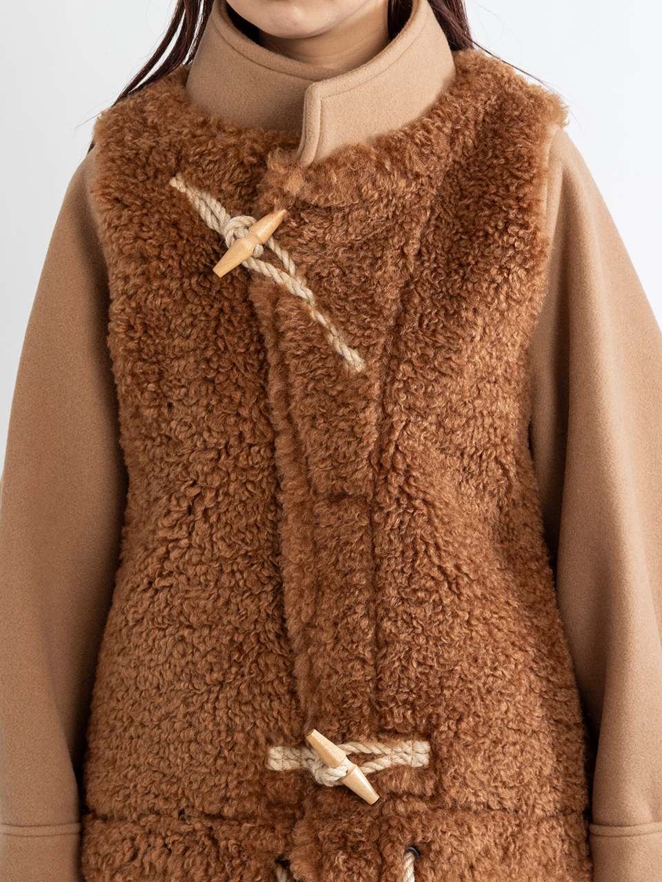 DOUBLE FACE FAUX SHEARLING DUFFEL JACKET-ダブルフェイスファー