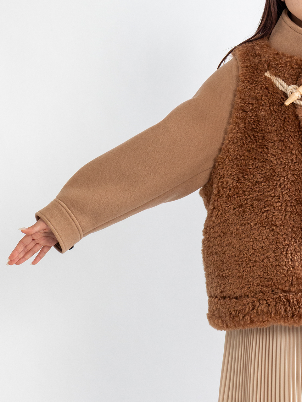 DOUBLE FACE FAUX SHEARLING DUFFEL JACKET-ダブルフェイスファー