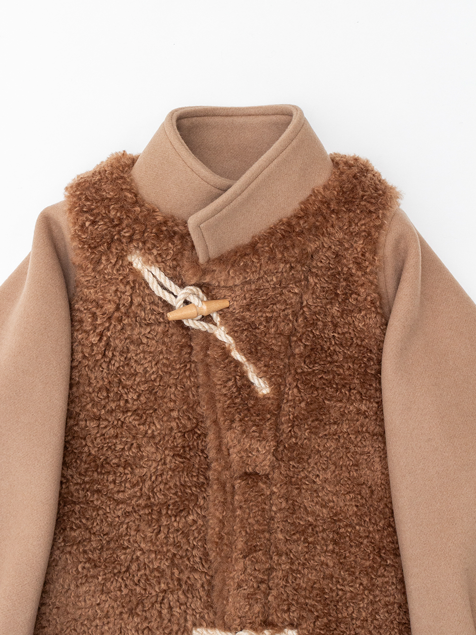 DOUBLE FACE FAUX SHEARLING DUFFEL JACKET-ダブルフェイスファー