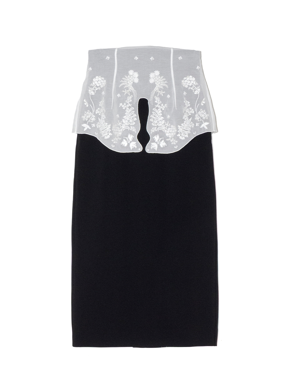 Triacetate Georgette Embroidery Peplum Skirt-トリアセテートジョー