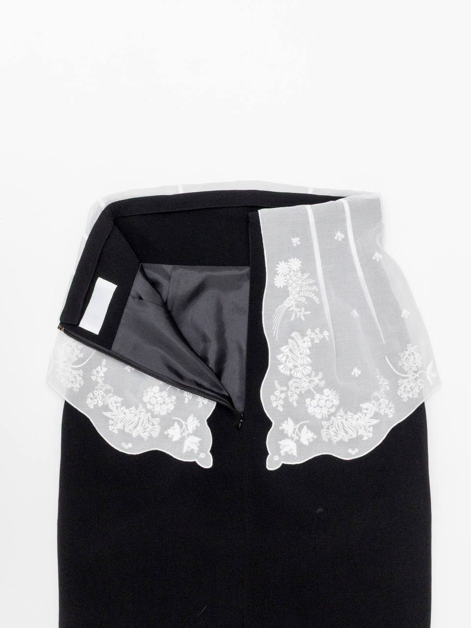 Triacetate Georgette Embroidery Peplum Skirt-トリアセテートジョー