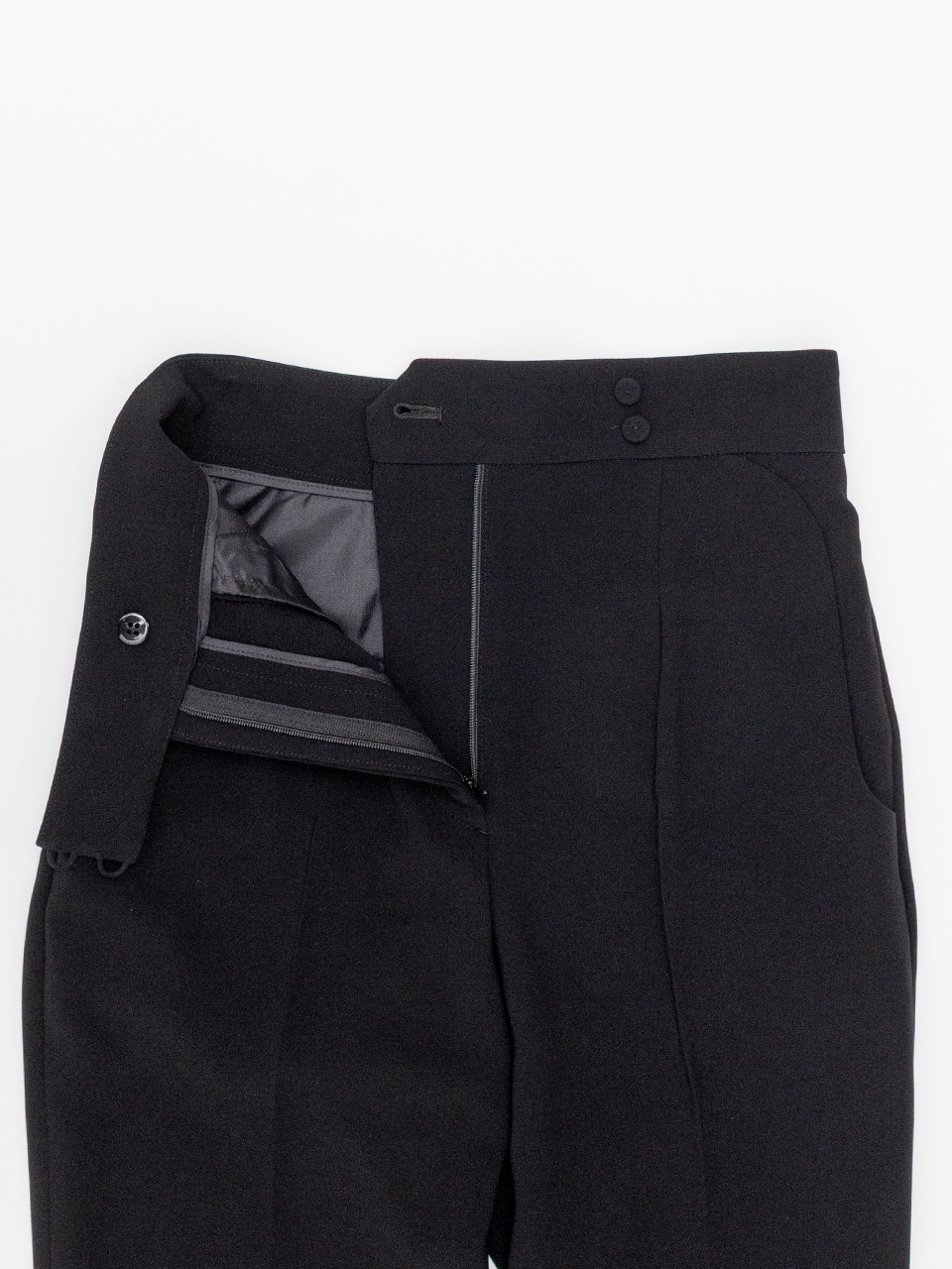 Acetate Polyester High Waisted Center Creased Suit Trousers