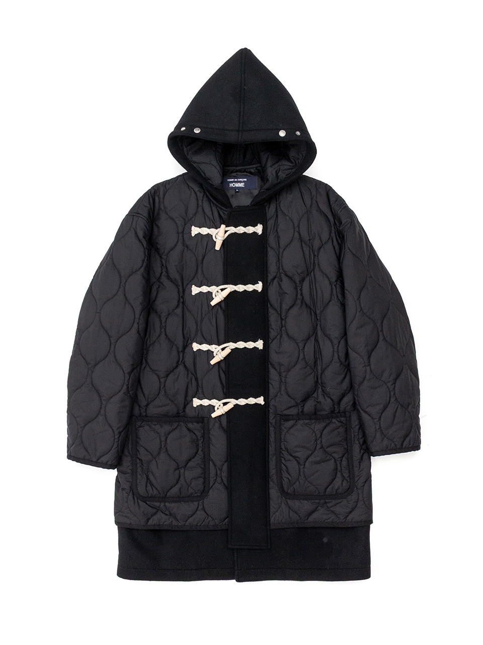 Wool melton x nylon lip quilt duffel coat-ウールメルトン×ナイロン