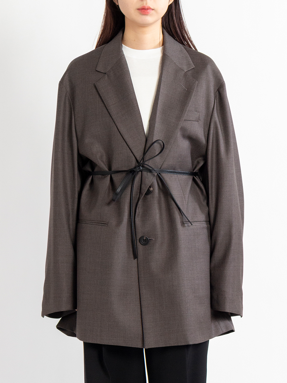 EXTRA FINE WOOL OVERSIZED SINGLE BREAST LONG JACKET-エクストラ