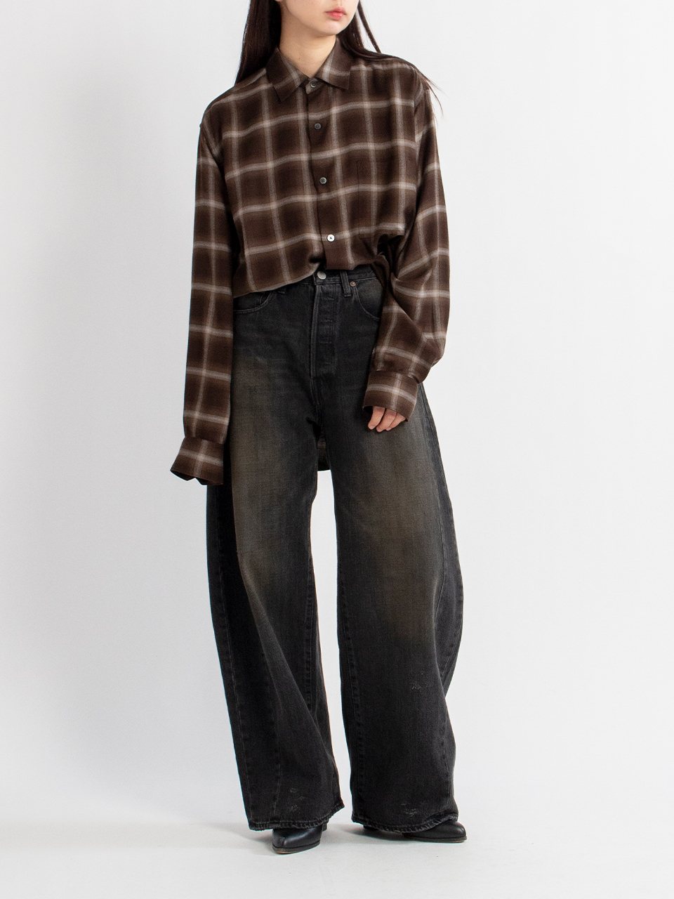 LY/VIS CHECK OVERSIZED LS SHIRT-LY/VISチェックオーバーサイズロング