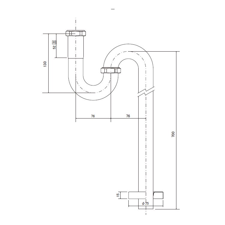 Sトラップ（32mm） クローム - といれたす-トイレインテリア専門店