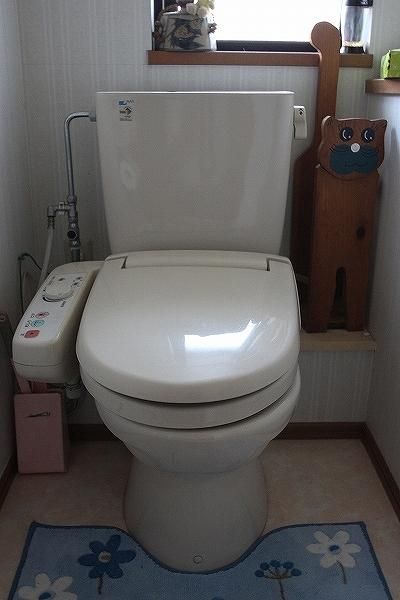 木目調壁紙とモロカンタイル柄床材を組み合わせたおしゃれなトイレ空間 といれたす トイレインテリア専門店