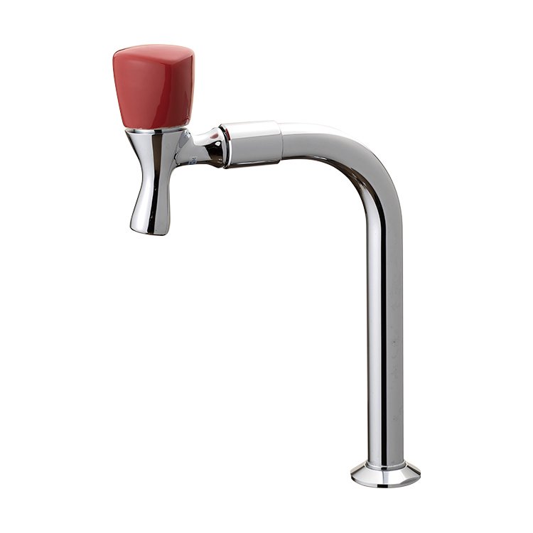 蛇口 水栓 Jクランク陶器ハンドル単水栓 ローズレッド - 浴室、浴槽