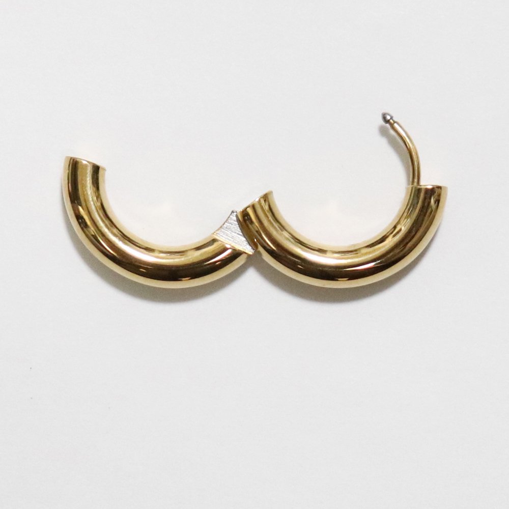 18K Gold-Plated Plain Fat Hoop Earring -1 Pair-｜18金メッキ