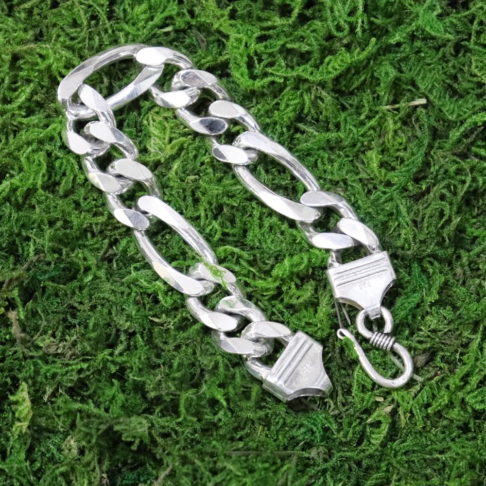 Silver 925 Heavy Thick Figaro Chain Bracelet -length 20cm × 17mm wide- ｜  シルバーチェーンブレスレット - American Classics