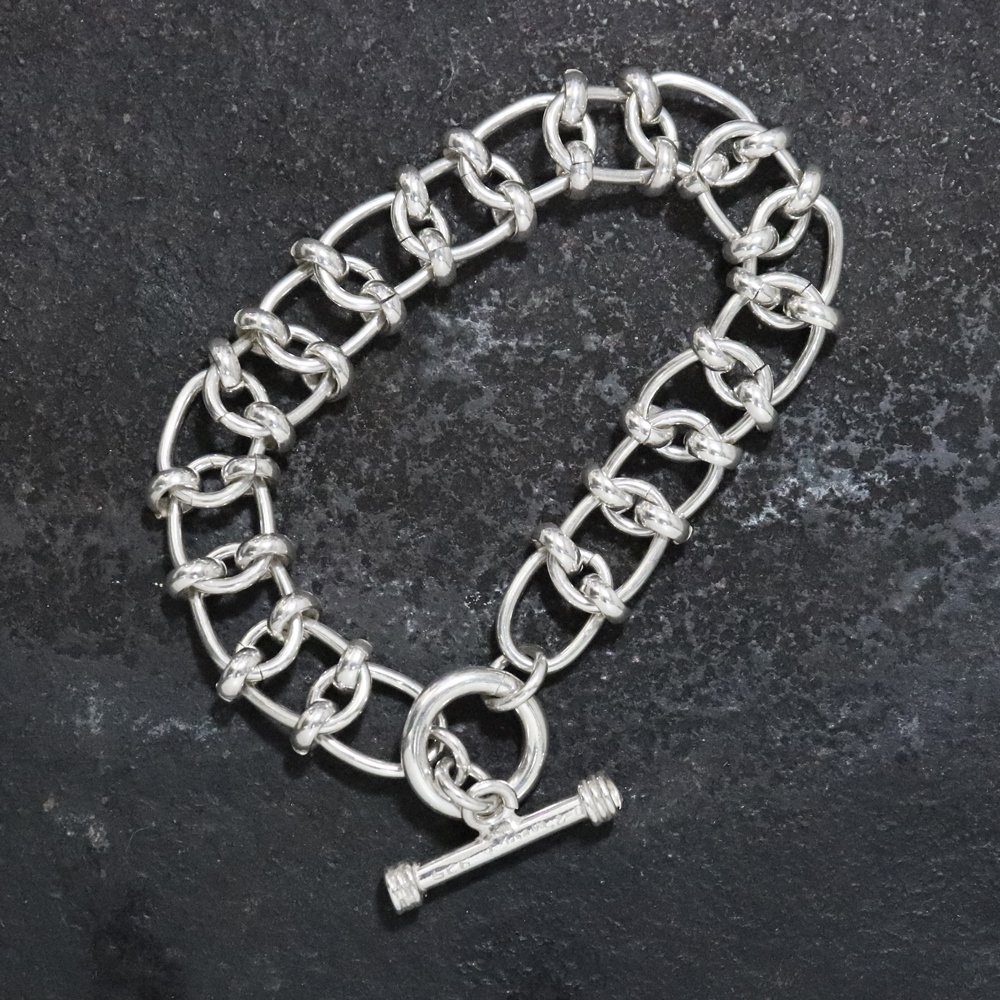Taxco Mexico 925 Bone Chain Bracelet -10mm wide- ｜ タスコ 