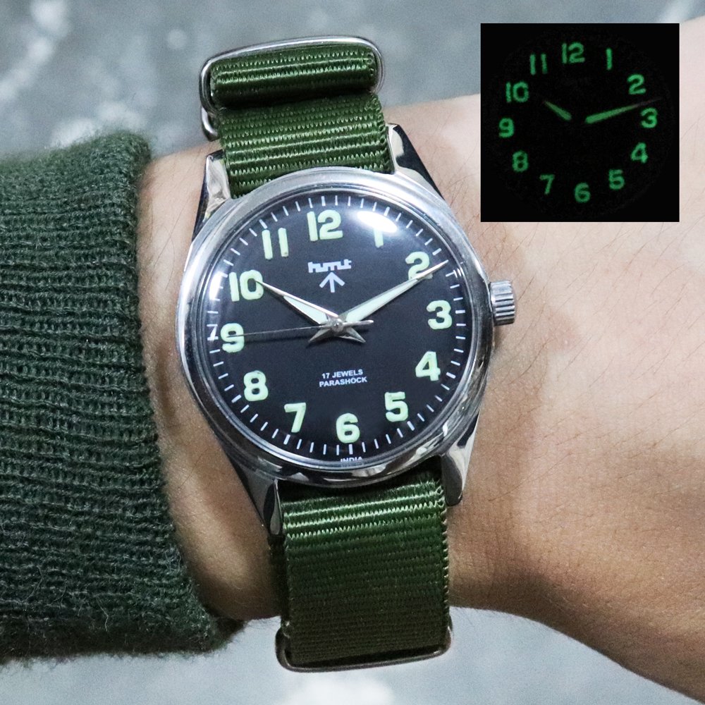 Dead Stock】Vintage 1980's HMT British Army Military Watch -Black 