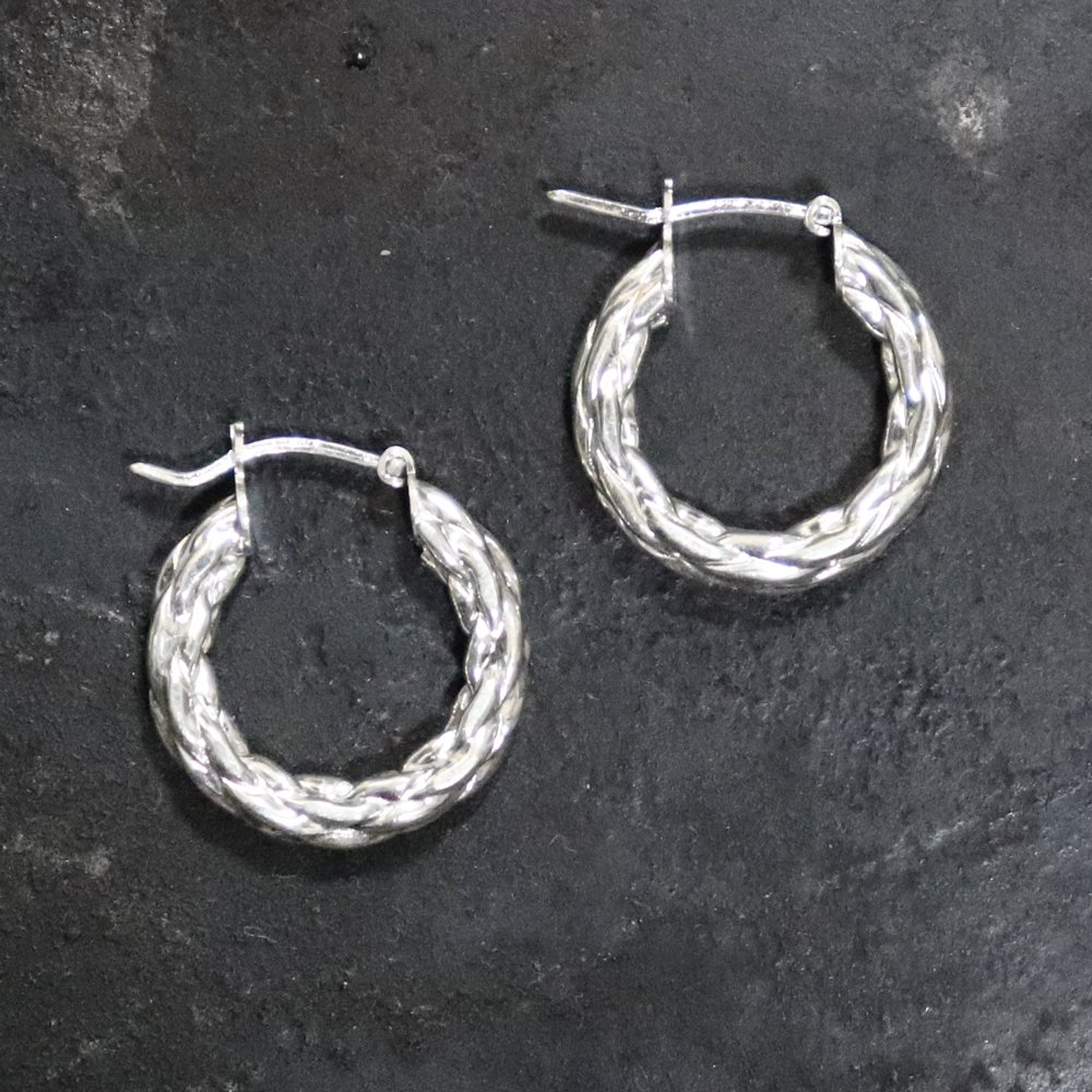 Italy 925 Silver Braided Twist Hoop Earring -1 Pair- ｜ イタリア製 