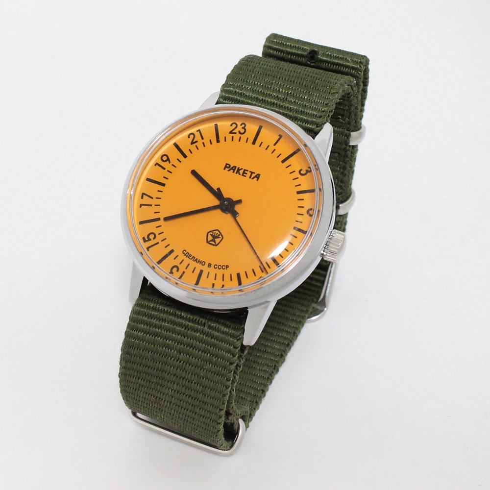 New Old Stock】RAKETA Russian Wrist Watch 24 Hours Movement -Orange- ｜  ビンテージウォッチ - American Classics