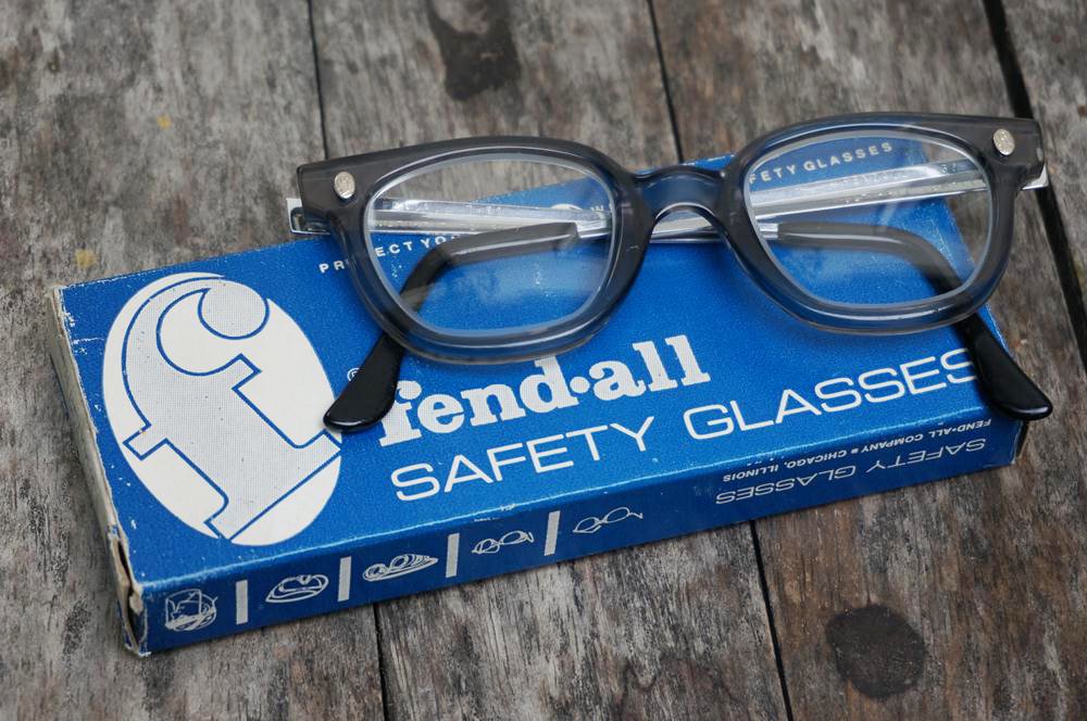 Vintage 1950s Fendall Safety Glasses Gold Clear -Made in U.S.A. 