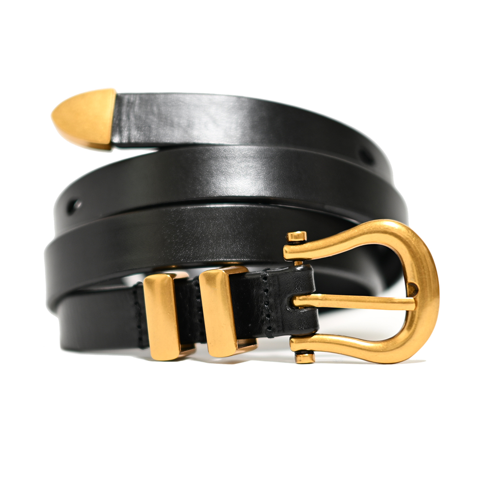 Cowhide Leather Narrow Belt -Gold- | 牛革レザーゴールド Cowhide Leather Narrow Belt -Gold- | 牛革レザーゴールド