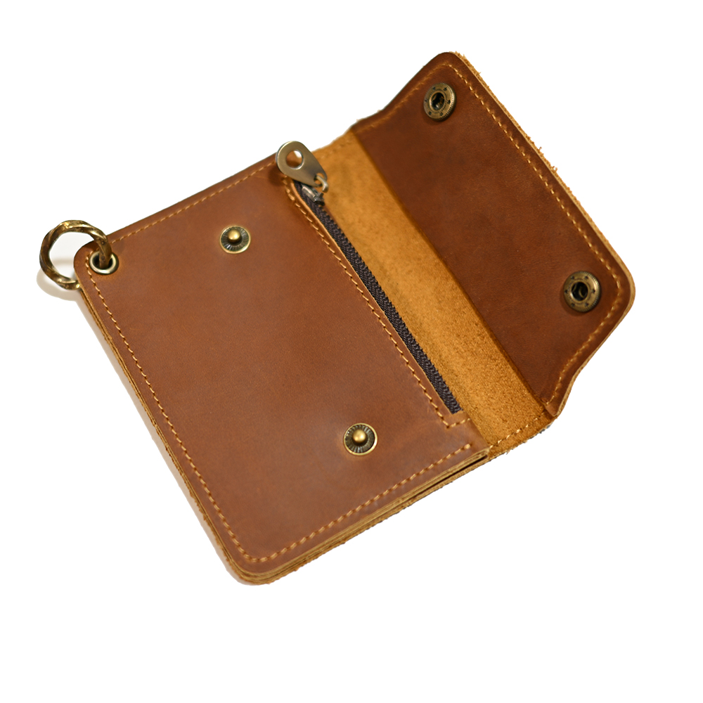 Cowhide Leather Short Tracker Wallet -Camel Brown- |牛革 Cowhide Leather Short Tracker Wallet -Camel Brown- |牛革