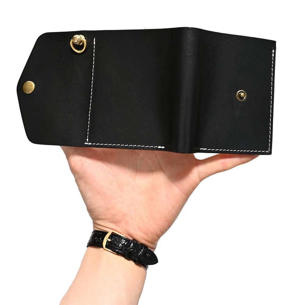 【.】国産ステアハイド トラッカーウォレット130（ショート）3層ブラック Steerhide Short Truckerwallet (ステアハイド トラッカー