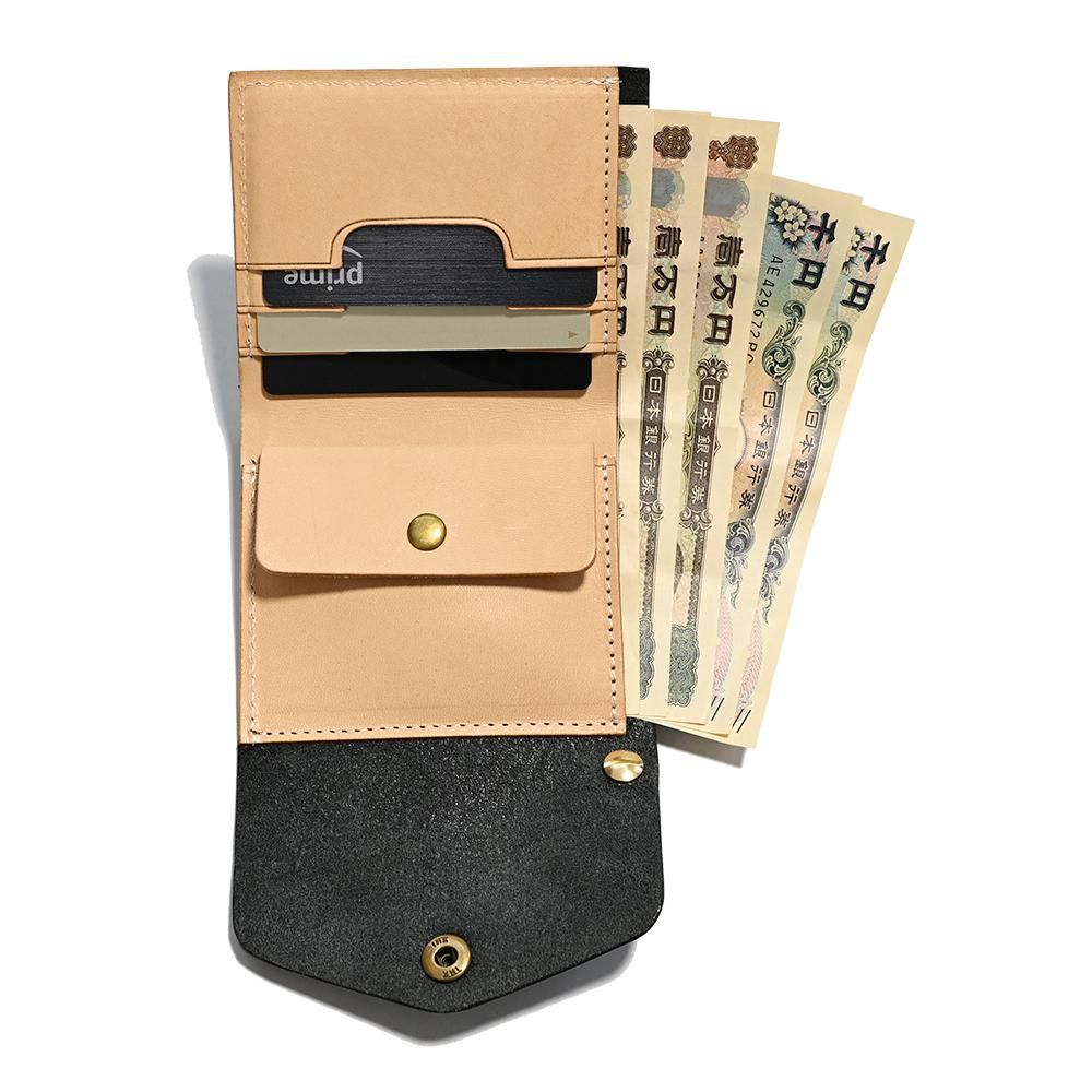 yagix　ショートトラッカーウォレット Cowhide Leather Short Tracker Wallet -Black / Beige- ｜牛革