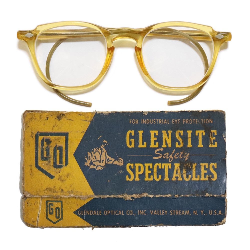 Vintage 1950's Glendale Optical Glensite Safety Glasses Clear Yellow  [48-22] -Made in U.S.A.- ｜ ビンテージ眼鏡 - American Classics