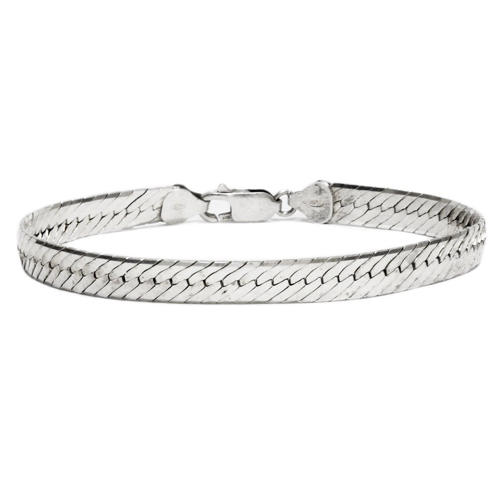 Vintage Italy Herringbone Chain Bracelet -Silver 925-
