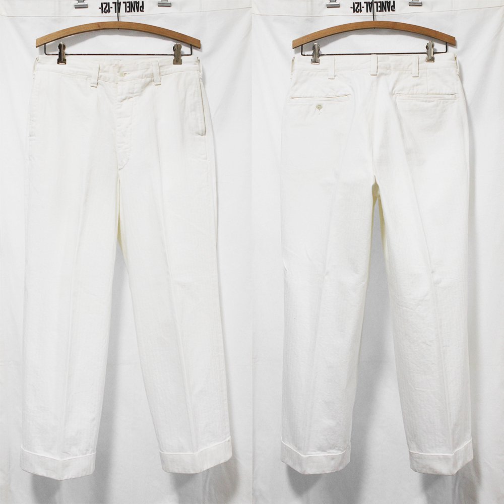 AtLast&Co White Herringborn Trousers -32- ｜ AtLast&Co (アット 