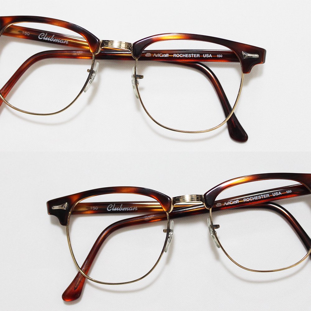 Vintage 1950's Artcraft Clubman Browline Eyeglasses Tortoise -Made