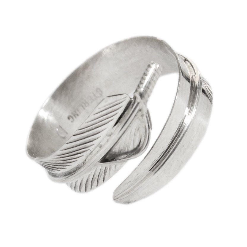 Navajo Indian Jewelry Feather Ring -925 Sterling Silver-