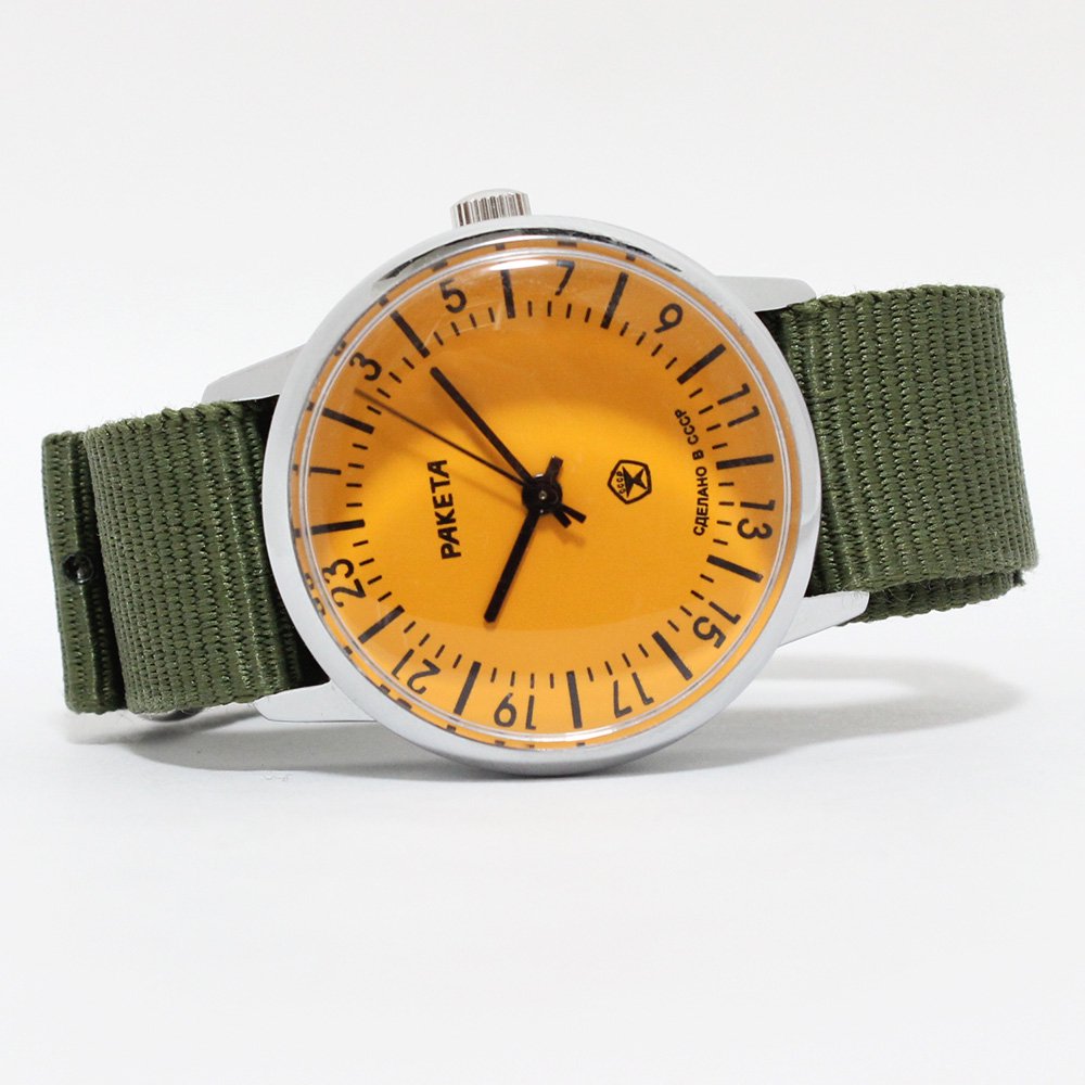New Old Stock】RAKETA Russian Wrist Watch 24 Hours Movement -Orange- ｜  ビンテージウォッチ - American Classics