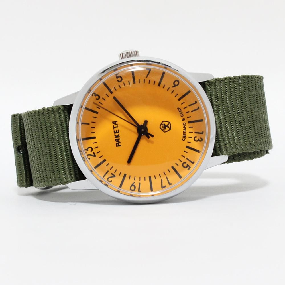 New Old Stock】RAKETA Russian Wrist Watch 24 Hours Movement -Orange- | ビンテージウォッチ - American Classics