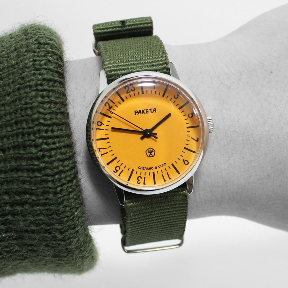 New Old Stock】RAKETA Russian Wrist Watch 24 Hours Movement -Orange- | ビンテージウォッチ - American Classics